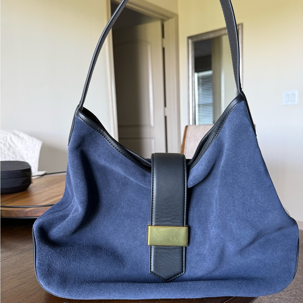 J. Crew Blue and Gold Hobo Bag